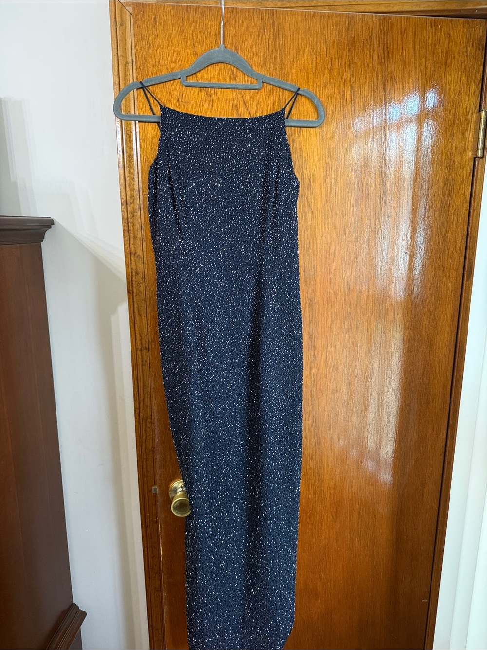 Elegant Black Sparkle Slip Midi Dress